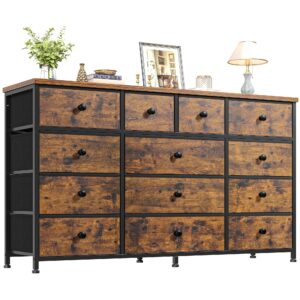 enhomee dresser for bedroom with 13 drawers dresser bedroom long dressers & chest of drawers large storage fabric dresser for bedroom living room entry, sturdy metal frame,47.2" wx 33" h x 11.8" d