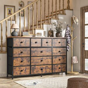 EnHomee Dresser for Bedroom with 13 Drawers Dresser Bedroom Long Dressers & Chest of Drawers Large Storage Fabric Dresser for Bedroom Living Room Entry, Sturdy Metal Frame,47.2" Wx 33" H x 11.8" D