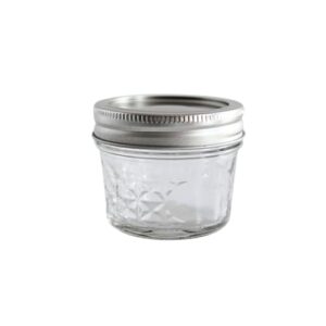 Ball - Quilted Crystal Jelly Jars with Lids & Bands | 6-Pack 4oz Mason Jars | Clear Glass Jars for Kitchen Storage & Canning for Herbs, Jelly, Jams, and Spices| 4 Ounce Regular Mouth Jars with Lid