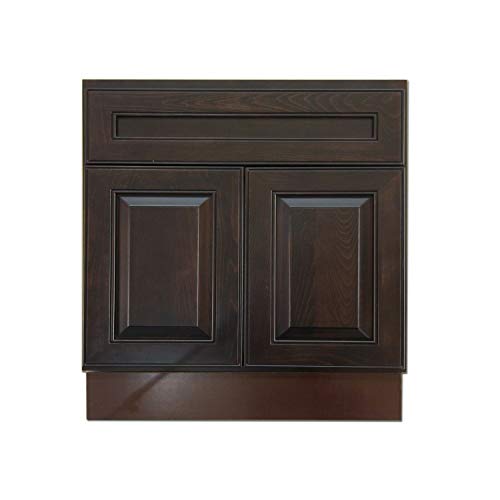 Espresso 30" Vanity Bathroom Traditional Raised Panel Shaker Door Cabinet Drawer Single Sink Base Bath Wall Faucet Vessel Vanities Kitchen Birch Wood Hardwood 30" W x 31.5" H x 21" D