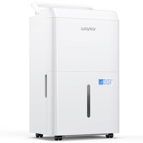 Waykar 80 Pint Energy Star Dehumidifier for Home, Basement, Large Rooms up to 5,000 Sq. Ft. - Auto Defrost, Ultra Quiet(40 dB), Auto Comfort Mode, with Drain Hose & Water Tank