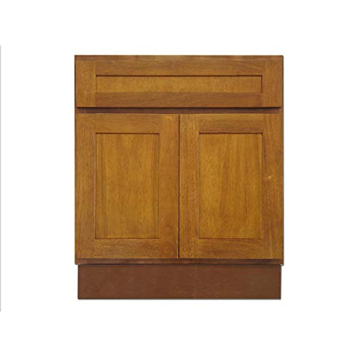 Honey Oak 24 Inches Vanity Bathroom Elegant Shaker Traditional Door Cabinet Drawer Single Sink Base Bath Wall Faucet Vessel Vanities Kitchen Wood Hardwood 24" W x 31.5" H x 21" D