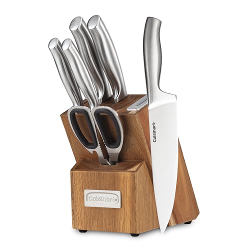 Cuisinart 7 Pc Stainless Steel Essentials Cutlery Block Set with Built in Sharpener