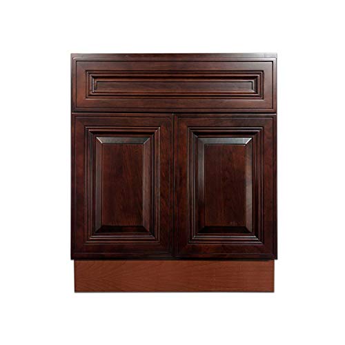 Dark Cherry 27" Vanity Bathroom Traditional Shaker Door Cabinet Drawer Single Sink Base Bath Wall Faucet Vessel Vanities Kitchen Wood Hardwood 27" W x 31.5" H x 21" D of Set