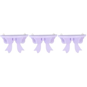 cabilock 3 pcs bow tie rack decorative floating shelves bowknot shaped rack picture ledge shelf room wall bookshelf wall mounted shelves wall mounted organizer cute shelves wooden purple