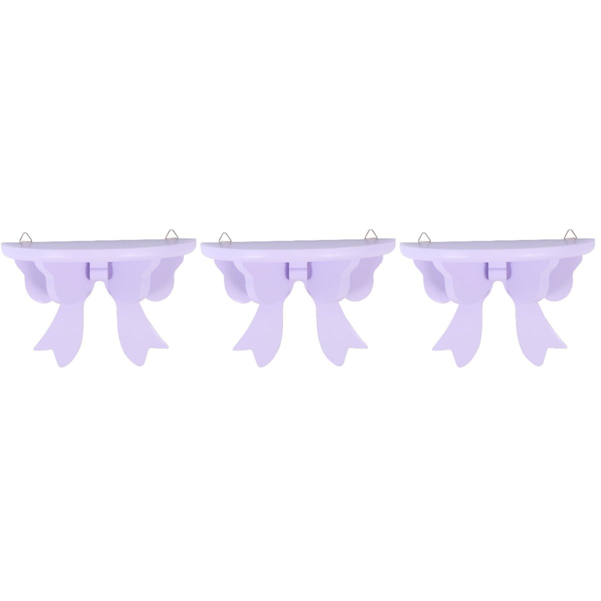 Cabilock 3 Pcs Bow Tie Rack Decorative Floating Shelves Bowknot Shaped Rack Picture Ledge Shelf Room Wall Bookshelf Wall Mounted Shelves Wall Mounted Organizer Cute Shelves Wooden Purple