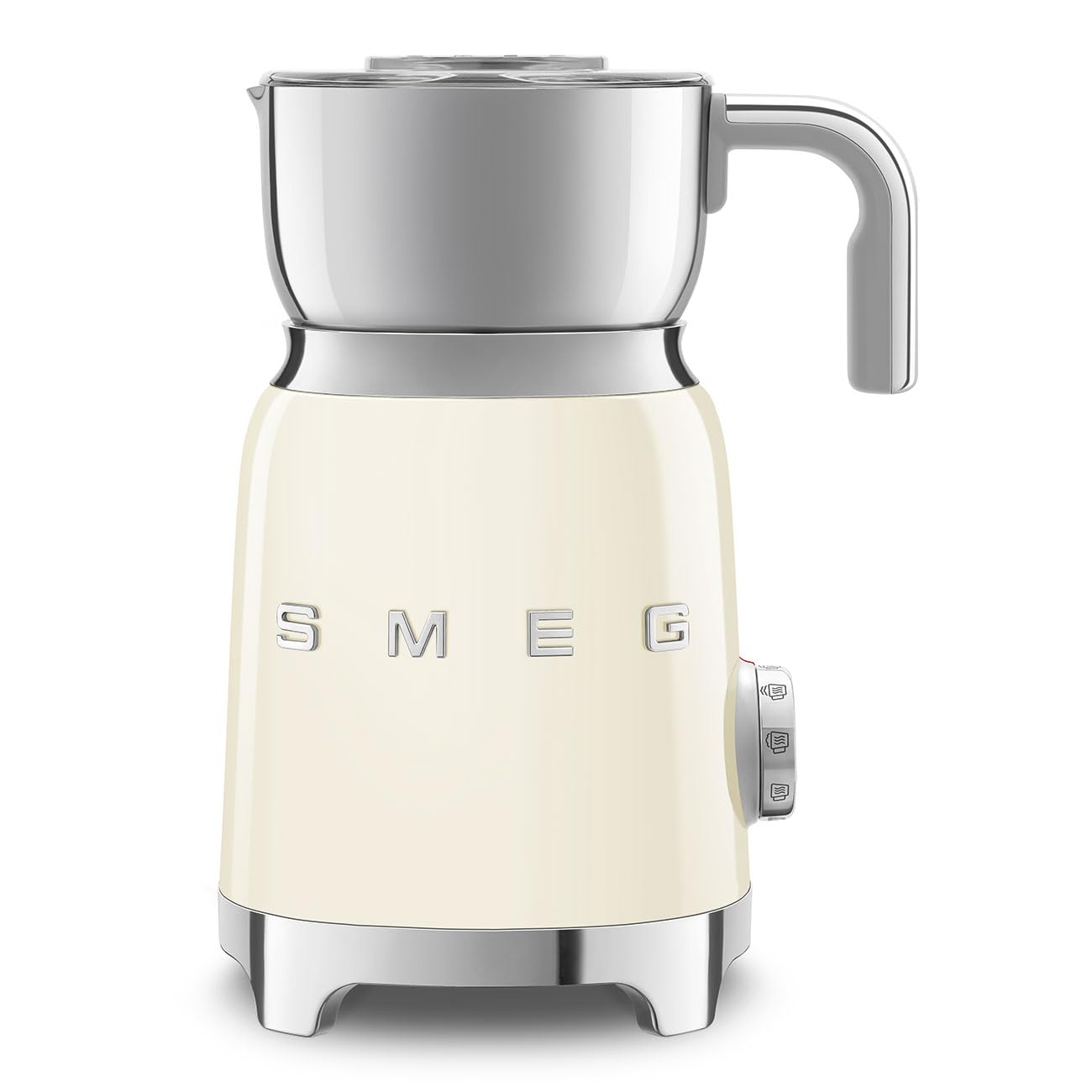 SMEG Retro 50's Style Milk Frother with 2 Disks 6 Preset Programs Hot or Cold Frothing and Induction Heating (Cream)