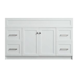 White 54 Inches Shaker Vanity Bathroom 4 Drawers 2 Doors Cabinet Single Sink Base Bath Wall Faucet Vanities Traditional Kitchen Wood Hardwood 54" W x 21-1/2"D x 33-1/2"H of Set