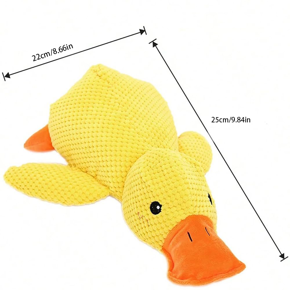 LBDOUNY Mellow Dog Calming Duck Dog Toy, Quacking Duck Toy, Yellow Plush Duck Dog Chew Toy,Interactive Play, Firm, Soft, Crinkly, for Small to Large Dogs (A)