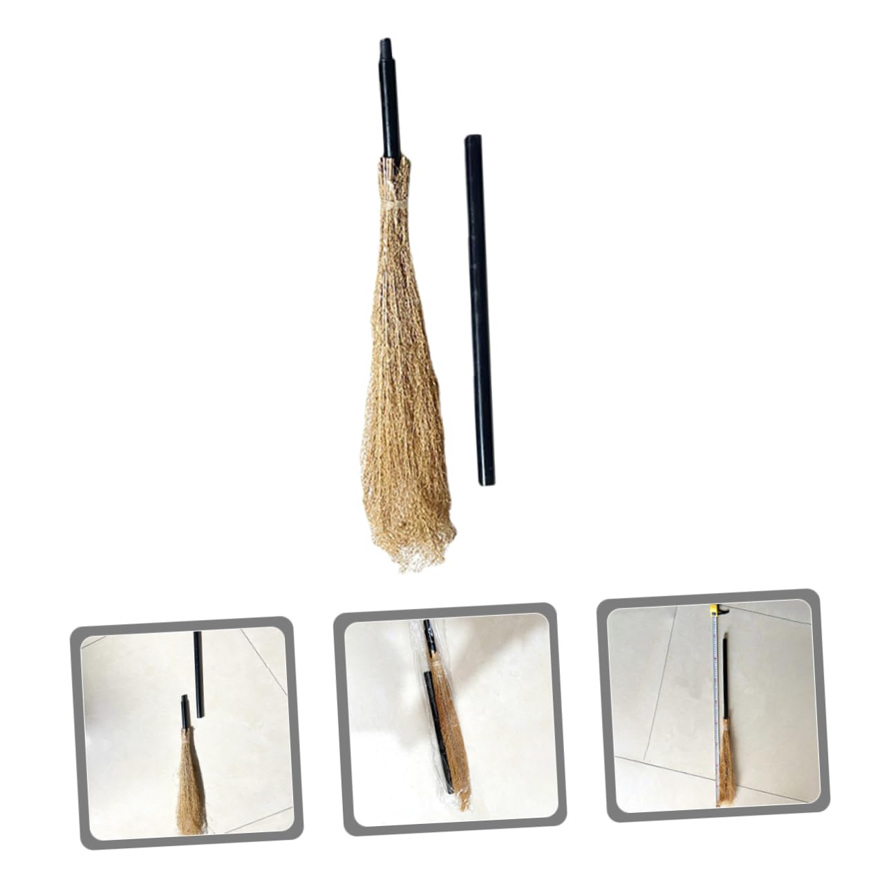 WOFASHPURET Masquerade Witch Broom Halloween Decorative Prop Broomstick Witch Broomtick Prop Witch Costume Accessories Halloween Party Broom Costumes Broom Prop Home Ornament Wooden