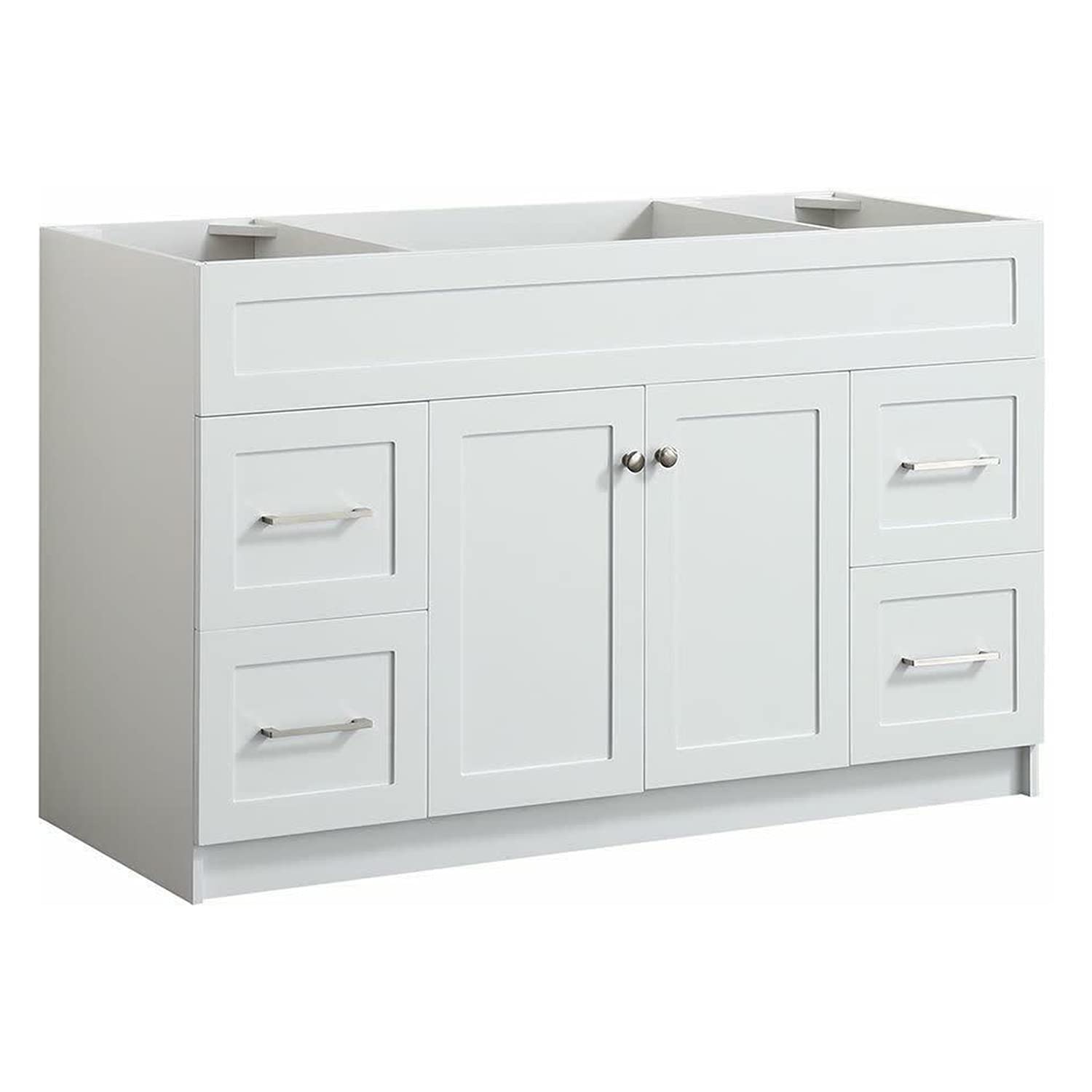 White 54 Inches Shaker Vanity Bathroom 4 Drawers 2 Doors Cabinet Single Sink Base Bath Wall Faucet Vanities Traditional Kitchen Wood Hardwood 54" W x 21-1/2"D x 33-1/2"H of Set