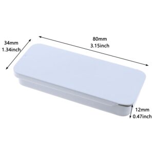 LUORNG 6PCS 80x34x10mm White Metal Empty Hinged Tin Box Candy Box Jewellery Box Craft Box Storage Box Sliding Rectangular Mini Tin Box