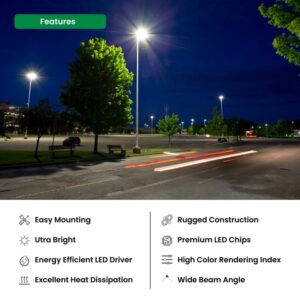 100W LED Pole Light with Photocell - 120-277VAC - 5000K - IP65 LED Shoebox Light - Wall Mount LED Parking Lot Light, 14200 Lumens, 0-10V Dimmable, UL Listed - DLC Premium Listed - 5 Years Warranty