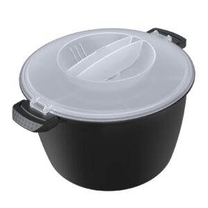 professional large micro cookware 3 quart, microwave rice cooker, microwave steamer for vegetables, safe as mixing and serving bowls, food storage container, cooker for microwave- bpa free, dishwasher safe