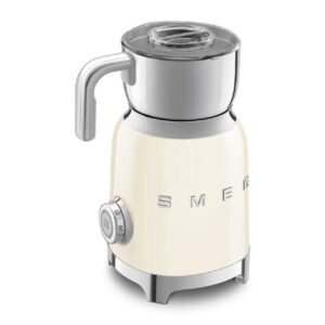 SMEG Retro 50's Style Milk Frother with 2 Disks 6 Preset Programs Hot or Cold Frothing and Induction Heating (Cream)