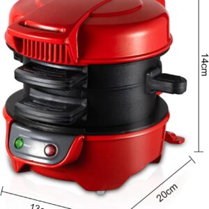 Generic Raf Burger Maker,600w Raf Breakfast Sandwich Maker with Egg Cooker Ring, Burger Maker Machine Electric,BurgerBeasts Multicook Press, Raf Waffle Maker (Red), standard