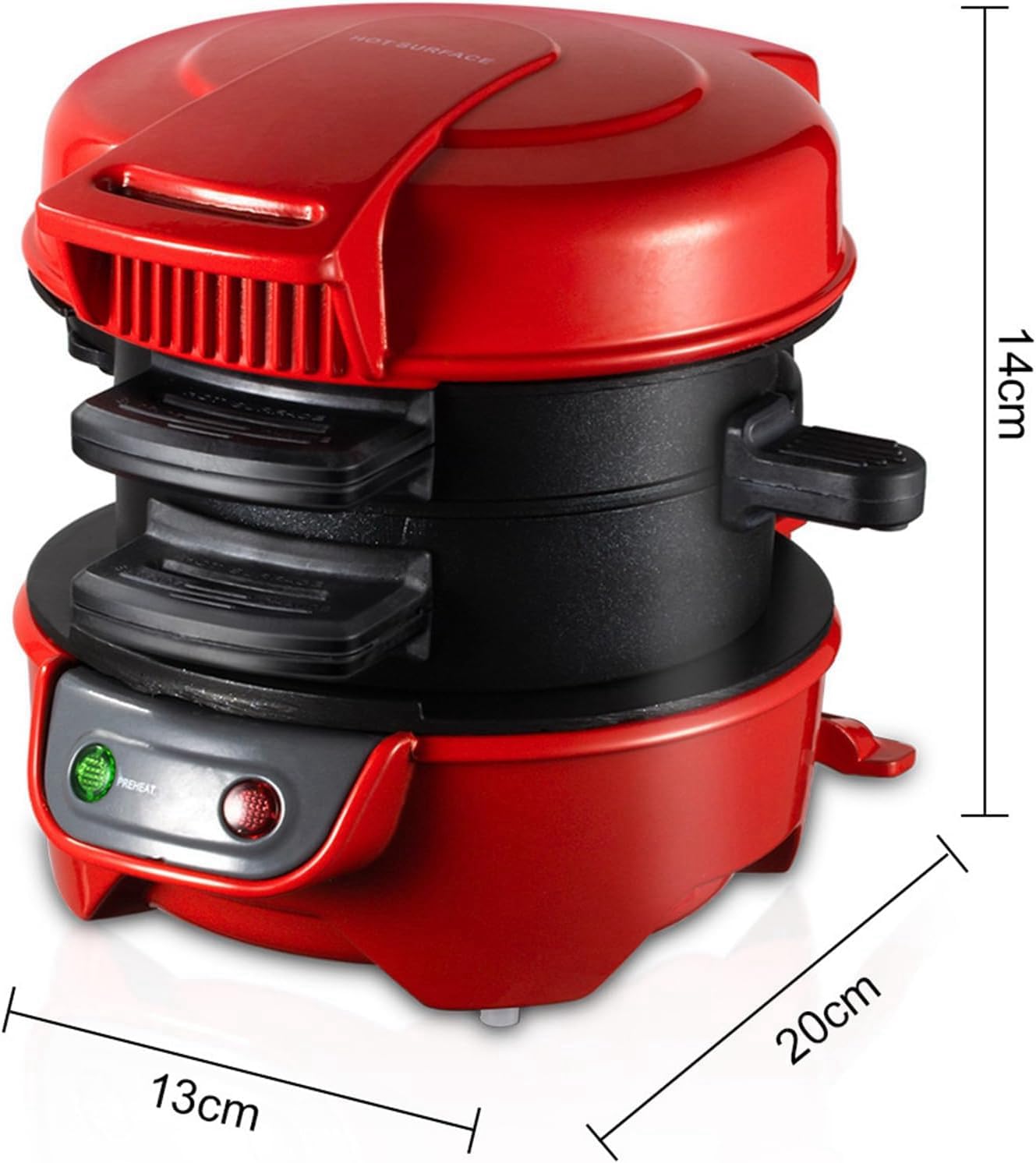 Generic Raf Burger Maker,600w Raf Breakfast Sandwich Maker with Egg Cooker Ring, Burger Maker Machine Electric,BurgerBeasts Multicook Press, Raf Waffle Maker (Red), standard