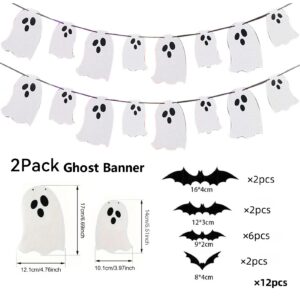 2 Pack Halloween Hanging Ghost Banner Halloween Garland Halloween Decorations Indoor Outdoor Halloween Decor Home