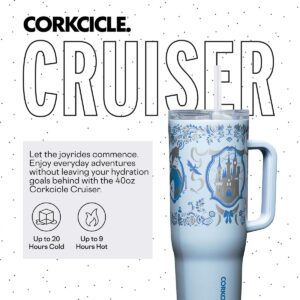 Corkcicle x Disney Princess Cinderella Cruiser Insulated Tumbler with Handle & Straw - 40 oz Reusable Water Bottle Keeps Beverage Cold for 20Hrs, Hot for 9Hrs – Cupholder Friendly, Spill Proof Tumbler