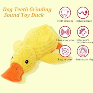 LBDOUNY Mellow Dog Calming Duck Dog Toy, Quacking Duck Toy, Yellow Plush Duck Dog Chew Toy,Interactive Play, Firm, Soft, Crinkly, for Small to Large Dogs (A)