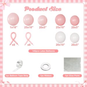 Coquette Birthday Decorations 145 Pcs Coquette Bow Pink and White Balloon Arch Kit Include Bow Balloon Light Pink White Bow Balloons for Pink Bow Birthday Party Decorations