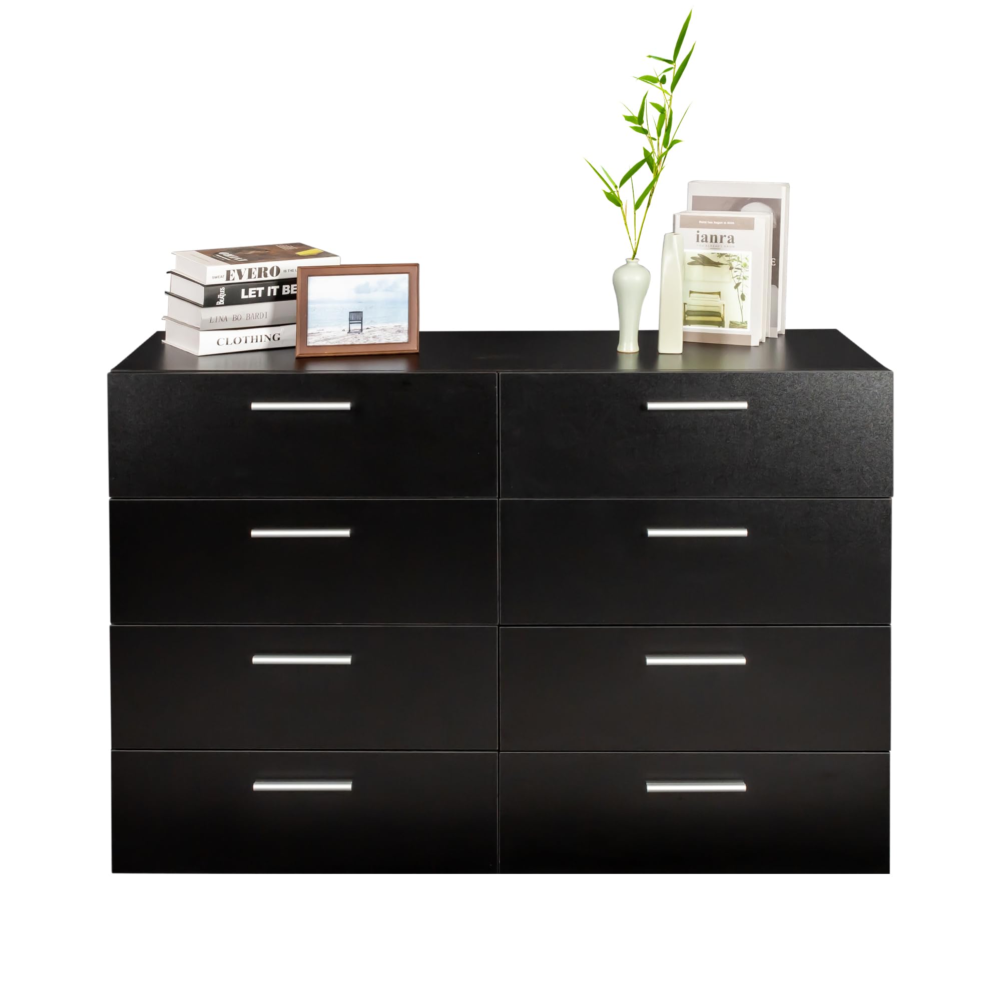 HOBBYZOO 8 Drawer Dresser for Bedroom, Black Bedroom Dresser with Deep Drawers, Wood Chest of Drawers with Storage, 55 Inch Large Dresser Bedroom Furniture, 47.2" x 15.7" x 31.5"