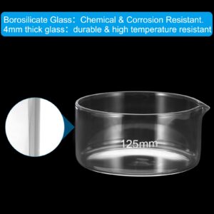 PATIKIL 500ml Crystallizing Dish, Borosilicate Glass Crystallizing Dished with Spout Flat Bottom Lab Dish Evaporation Dishes Transparent for Laboratory Kitchen Science Classroom