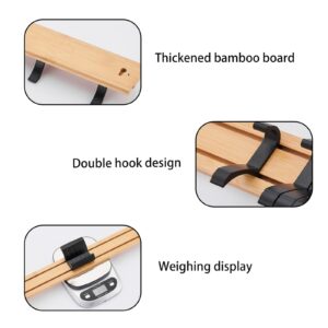 Tacoday Bamboo Wall Mounted Coat Rack with 5 Hooks, 15.7" Long, Set of 2