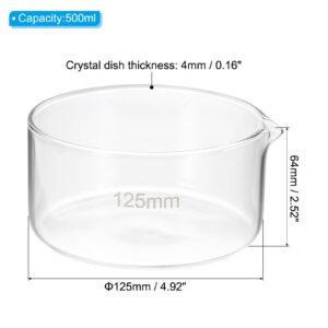 PATIKIL 500ml Crystallizing Dish, Borosilicate Glass Crystallizing Dished with Spout Flat Bottom Lab Dish Evaporation Dishes Transparent for Laboratory Kitchen Science Classroom