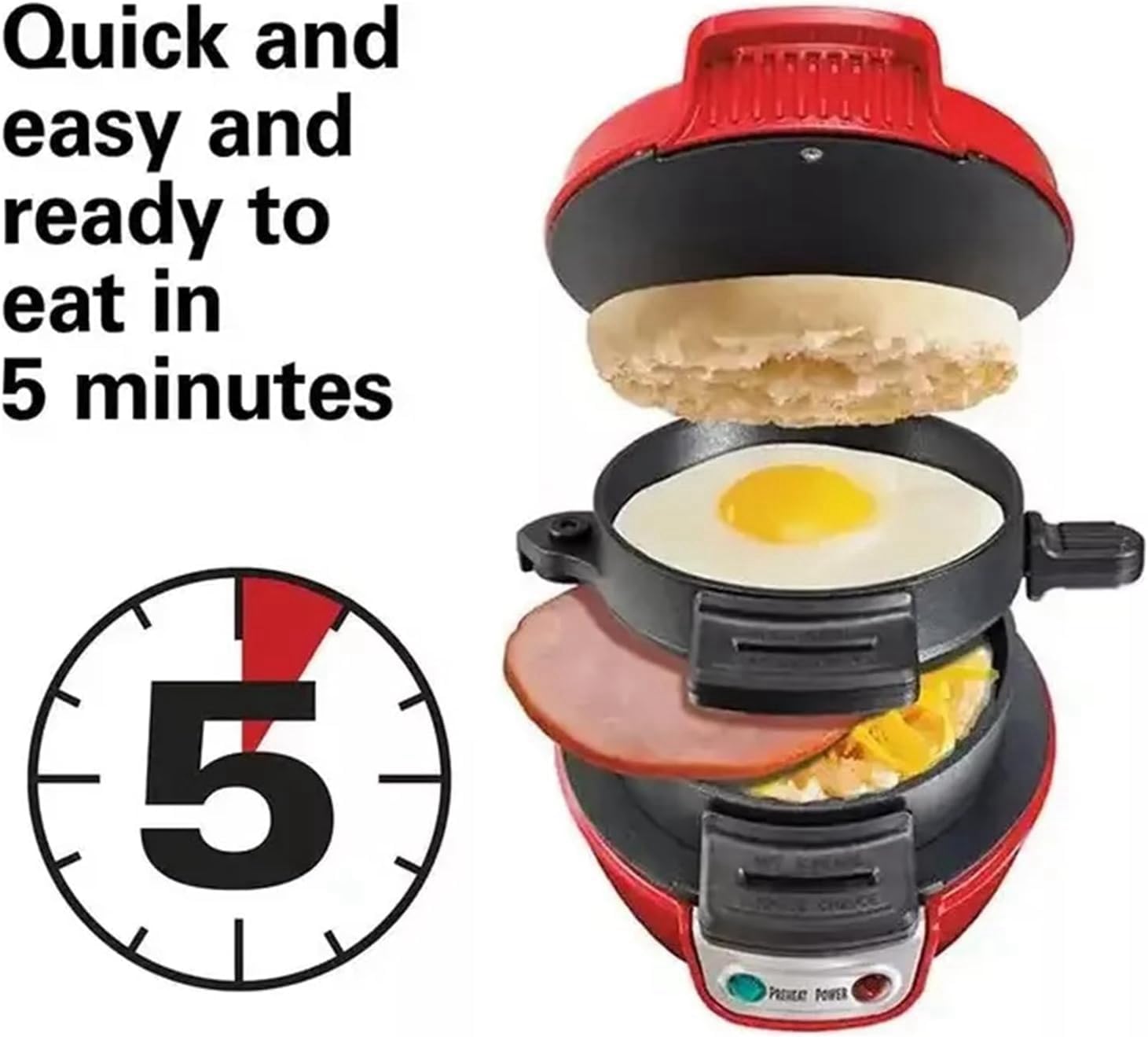 Generic Raf Burger Maker,600w Raf Breakfast Sandwich Maker with Egg Cooker Ring, Burger Maker Machine Electric,BurgerBeasts Multicook Press, Raf Waffle Maker (Red), standard