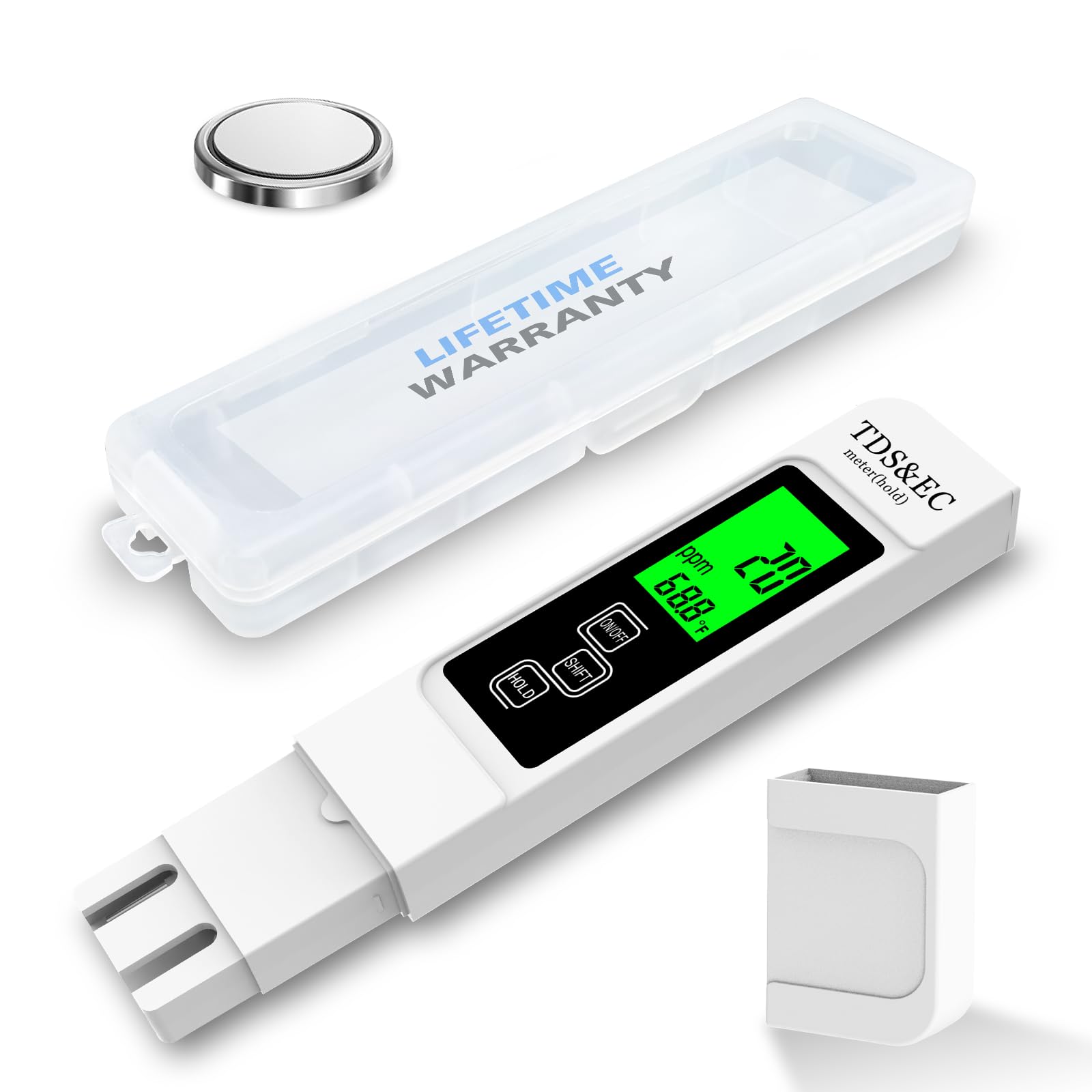 𝐌𝐨𝐬𝐭 𝐀𝐜𝐜𝐮𝐫𝐚𝐭𝐞 𝐒𝐨 𝐅𝐚𝐫 4-in-1 Instant Read TDS Meter - Measures TDS, EC, & Temperature (°C/°F) - Digital Water Testing Kit for Tap, Well, Pool, Hydroponics, Aquarium, RO/DI System White