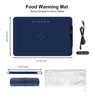 Silicone Food Warming Mat,3 Temperature Set Food Warmer with Child Lock,Quick Heating of Surface,Anti-Scald of Back,Portable Warming Trays for Party,Food Warmer Mat for Thawing,Drying,Fermentation