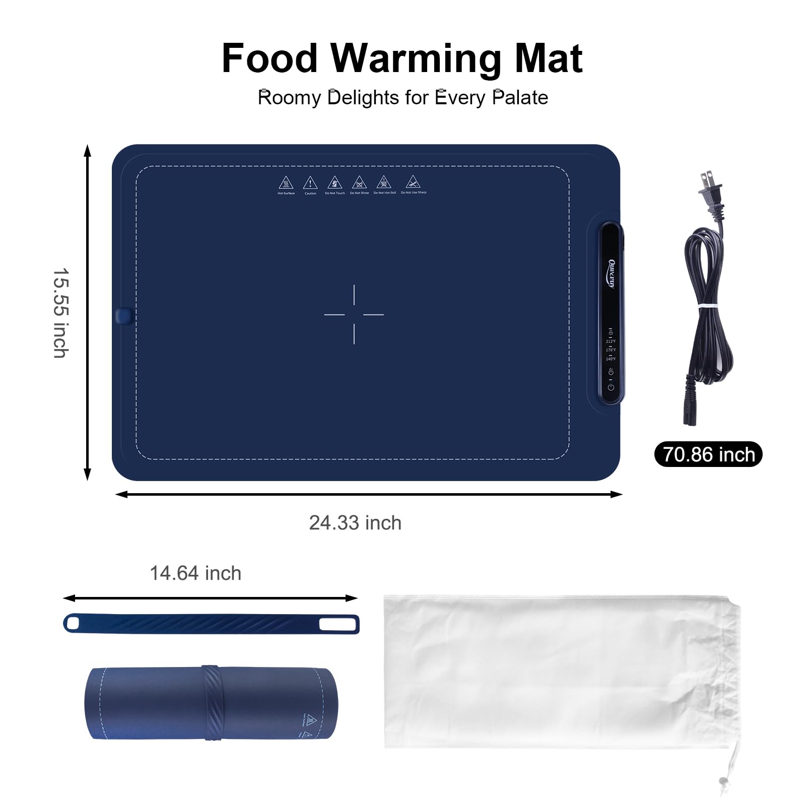 Silicone Food Warming Mat,3 Temperature Set Food Warmer with Child Lock,Quick Heating of Surface,Anti-Scald of Back,Portable Warming Trays for Party,Food Warmer Mat for Thawing,Drying,Fermentation