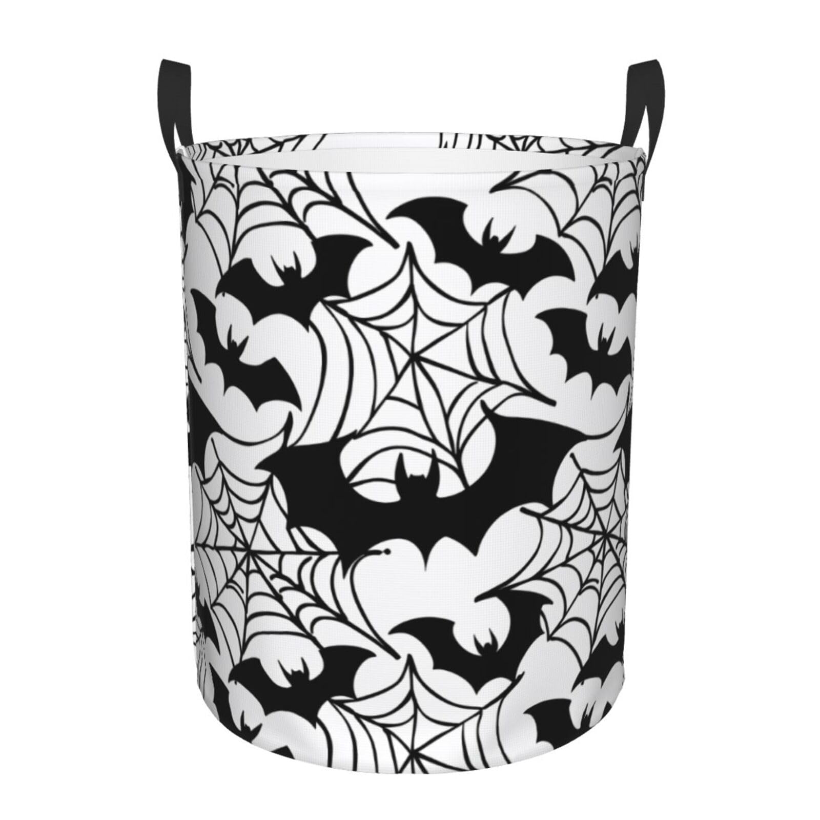 HSYOYO Bats Spider Webs Laundry Basket Collapsible Laundry Hamper Large Round Laundry Storage Basket with Handles Waterproof Laundry Organizer Bag for Clothes Toy Bedroom Nursery