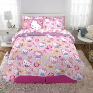 Franco Hello Kitty Kids Bedding Super Soft Comforter and Sheet Set with Sham, 7 Piece Queen Size, (Officially Licensed Product)