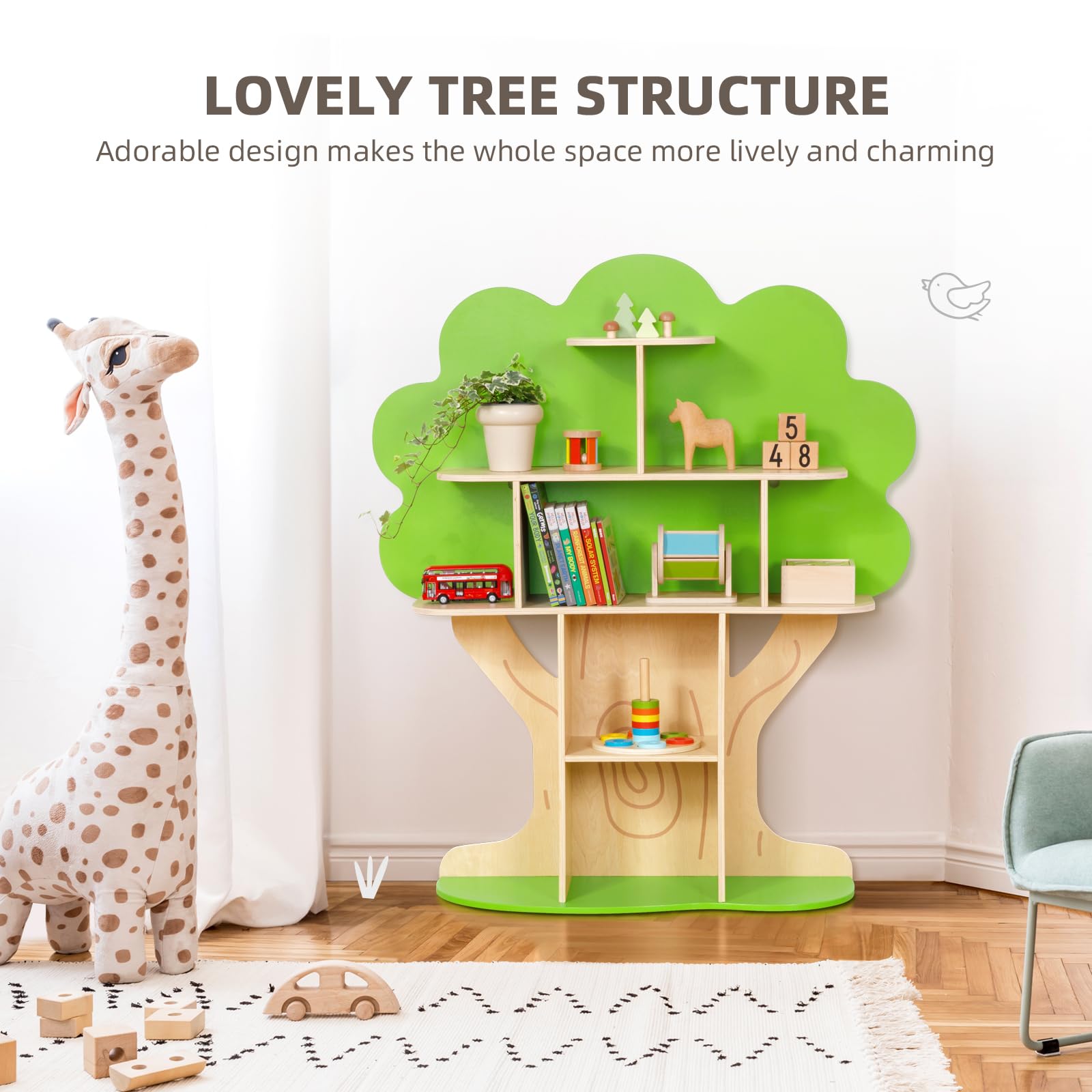 OOOK Tree Bookshelf for Kids Reading Nook, Montessori Book Shelf for Classroom, Kids Room, Playroom, Nursery