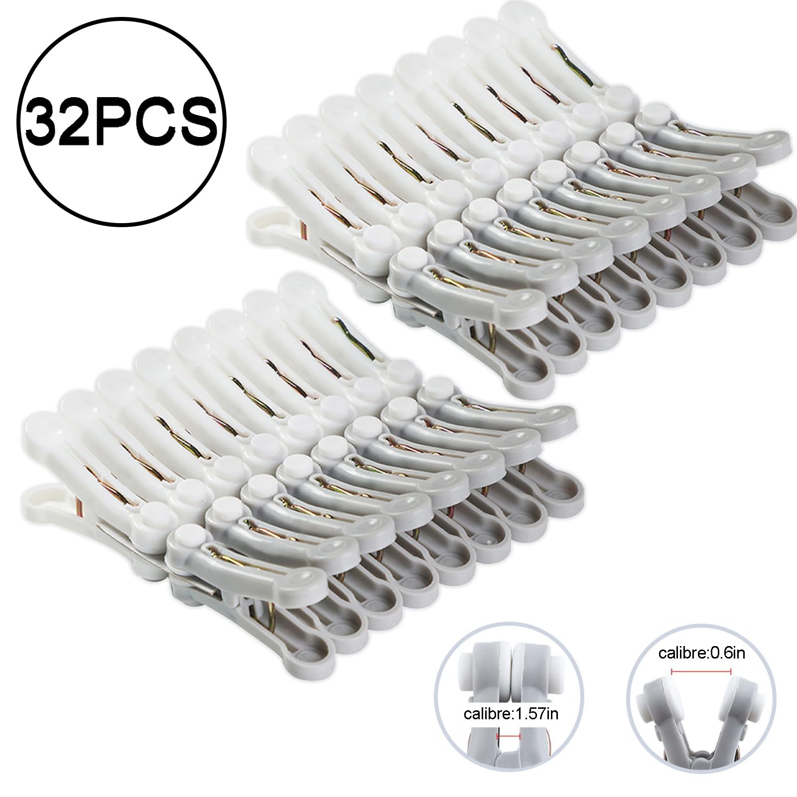 qibowcz 32pcs No Trace Design for Clothes Clips, Safety Strong Plastic Clothe Pins, Non-Slip Clothes Pegs, Chip Clips, Hanger Clip, Heatproof, Windproof, Photo Clip, Advanced Design