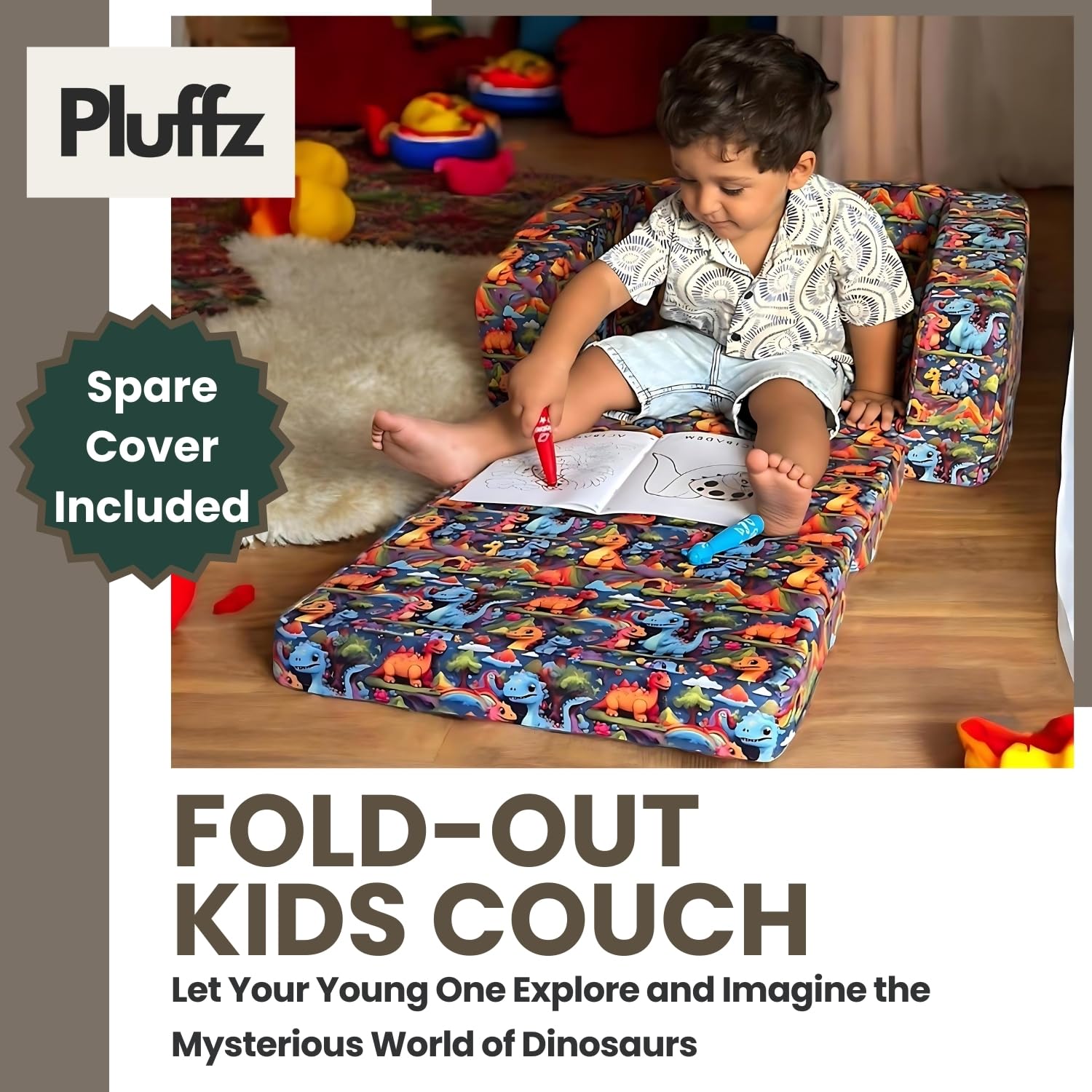 Pluffz Toddler Couch: Comfy Kids Sofa Chair for Indoor, Convertible Chair Sofa for Kids, Perfect Toddler Lounge Chair for Little Ones