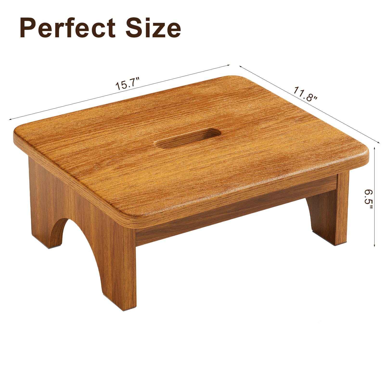 Kzeirm Wooden Step Stool, 6.5" Acacia Wood Step Stool, Step Stools for Adults Kids with 500 lbs Capacity, Bed Steps for High Beds, Small Step Stool for Bathroom Kitchen, Platform Stepping Foot Stool