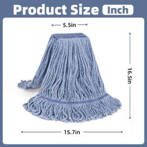 DRKLEAN 3 Pack Heavy Duty Commercial Mop Head Replacement, Wet Industrial Cotton Looped End String Cleaning Mop Head Refill,Highly Absorbent,Commercial Mop Head Replacement (Blue 3 Pack)