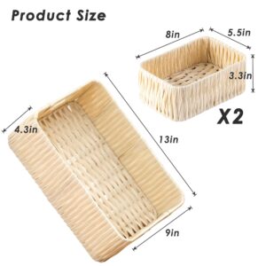 Storage Baskets Wicker Baskets-Toilet Paper Storage Baskets-Multi-Purpose Storage Bins-Bathroom Wicker Storage Baskets, Toilet Tank Top Storage Baskets (Set of 3, White) 13 ¼"L x 9 ½"W x 4.5 ¾"H