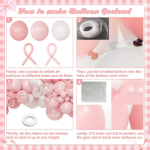 Coquette Birthday Decorations 145 Pcs Coquette Bow Pink and White Balloon Arch Kit Include Bow Balloon Light Pink White Bow Balloons for Pink Bow Birthday Party Decorations