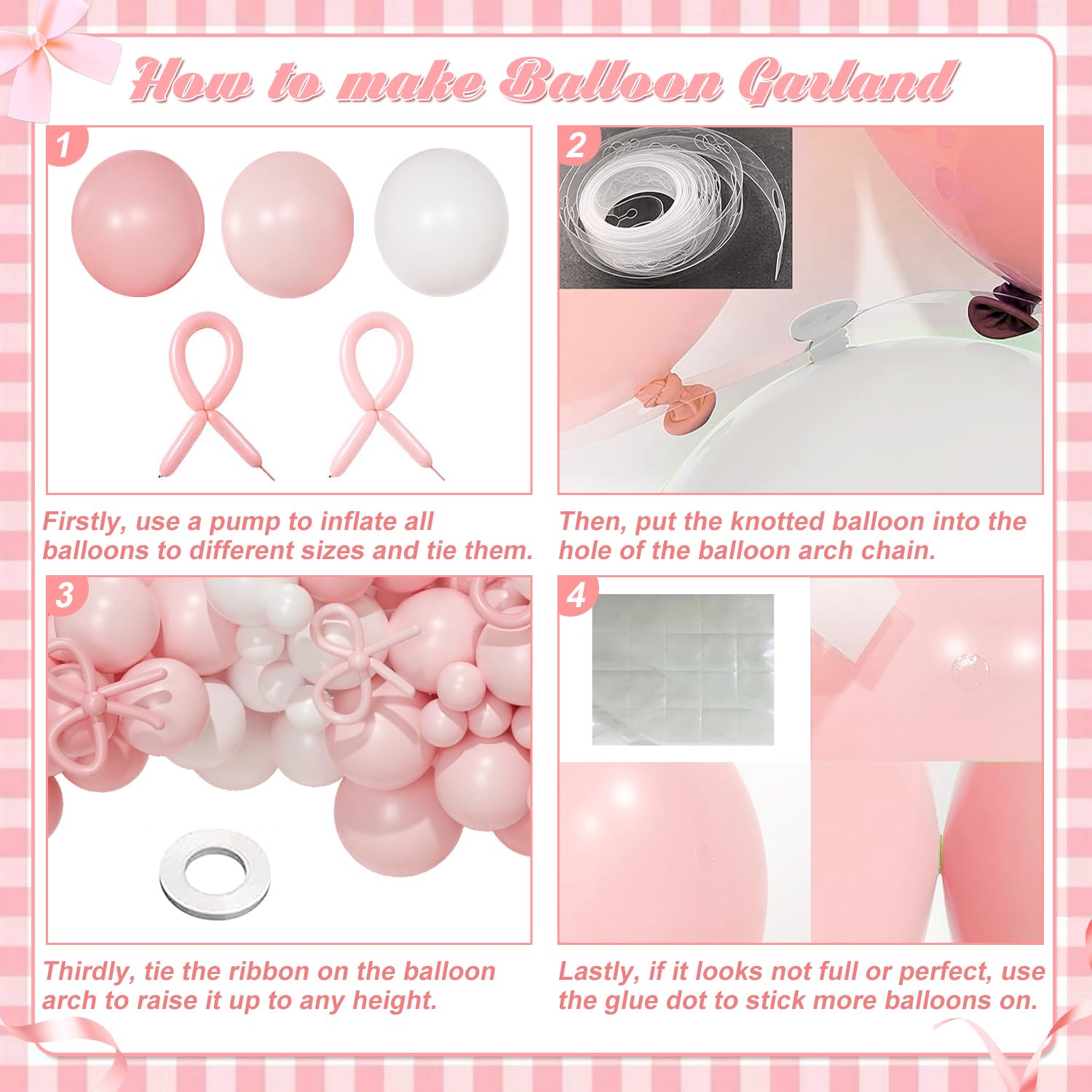 Coquette Birthday Decorations 145 Pcs Coquette Bow Pink and White Balloon Arch Kit Include Bow Balloon Light Pink White Bow Balloons for Pink Bow Birthday Party Decorations