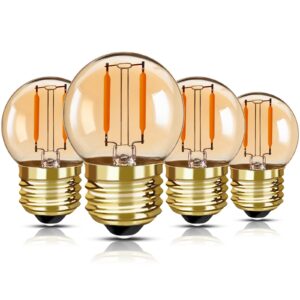 grensk e26 low watt led light bulbs 1w g40 edison small light bulbs equivalent to 10watt,ultra warm light 2200k for decorative lighting or commercial lighting,non-dimmable,amber glass,110v,4pcs