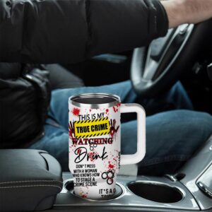 True Crime Gifts - This is My True Crime Watching Drink Tumbler 40 Oz, Crime Junkie Merch Gifts for True Crime Lovers Mug, Crime Scene/Detective Fans Gifts, Crime Show Lover Gifts Halloween Horror Cup