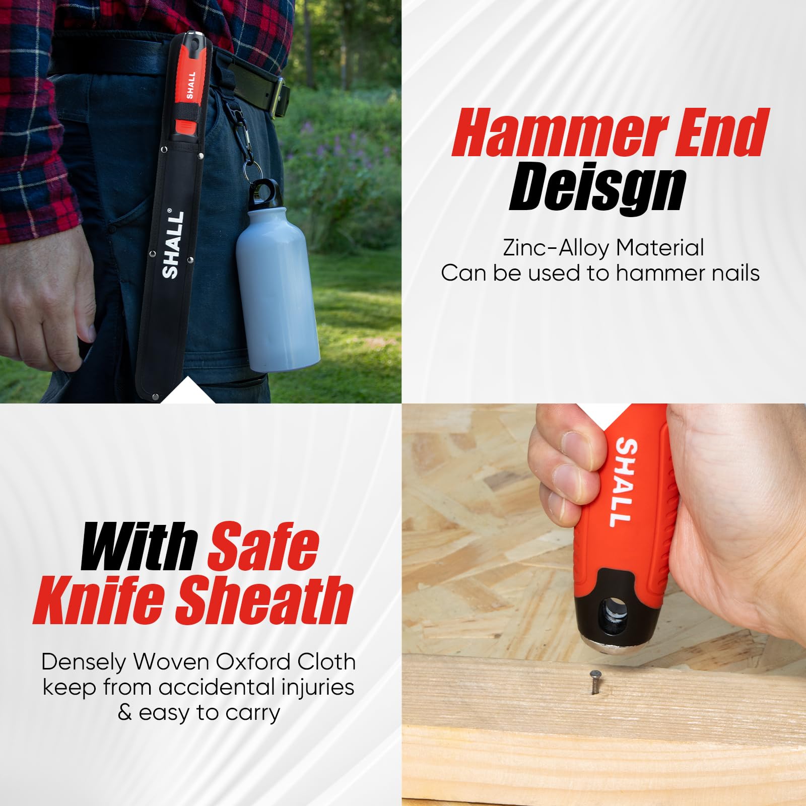 SHALL Insulation Knife, 11" Stainless Steel Blade Insulation Cutter, Dual-sided Serrated Sharp Duct Knife Tool with Sheath for Cutting Heat Material Foam/Rockwool/Styrofoam - Sod Cutter Garden Knife