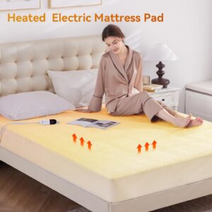 Guohaoi Heated Mattress Pad Full Warm Electric Mattress Pad with 10 Hour Timer Auto Off and 6 Heating Setting, Single Control Soft Heating Mattress Cover Fit Up to 21'' Deep Pocket (54''*75'' White)