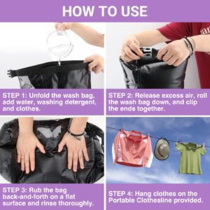 Travel Washing Machine & Retractable Clothesline - Hand Washing Machine & Portable Clothes Washer - Durable Travel Laundry Wash Bag & Camping Washing Machine - Portable Manual Clothes Washer