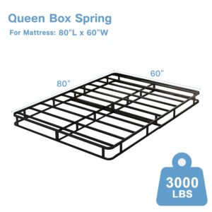 Queen Box Spring 5 Inch Box Spring for Queen Bed,Heavy Duty Carbon Steel Box Spring Bed Base with Easy Assembly,Mattress Foundation,Quiet Noise-Free,3000lbs Max Weight Capacity