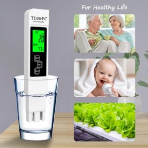 𝐌𝐨𝐬𝐭 𝐀𝐜𝐜𝐮𝐫𝐚𝐭𝐞 𝐒𝐨 𝐅𝐚𝐫 4-in-1 Instant Read TDS Meter - Measures TDS, EC, & Temperature (°C/°F) - Digital Water Testing Kit for Tap, Well, Pool, Hydroponics, Aquarium, RO/DI System White